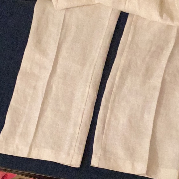 NWT LISBETH white elastic waist band flat front linen pants # S. - Picture 5 of 11